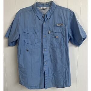 Columbia PFG‎ Button Up Shirt Boys XL 18/20 Lt Blue SS Shirt Sleeve Vented